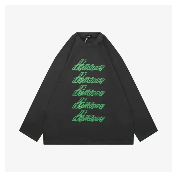 We11done Neon Green Repeated Logo Printed Shirt Front view