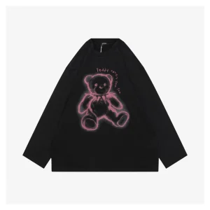 We11done Neon Outline Teddy Bear Washed Shirt Front view
