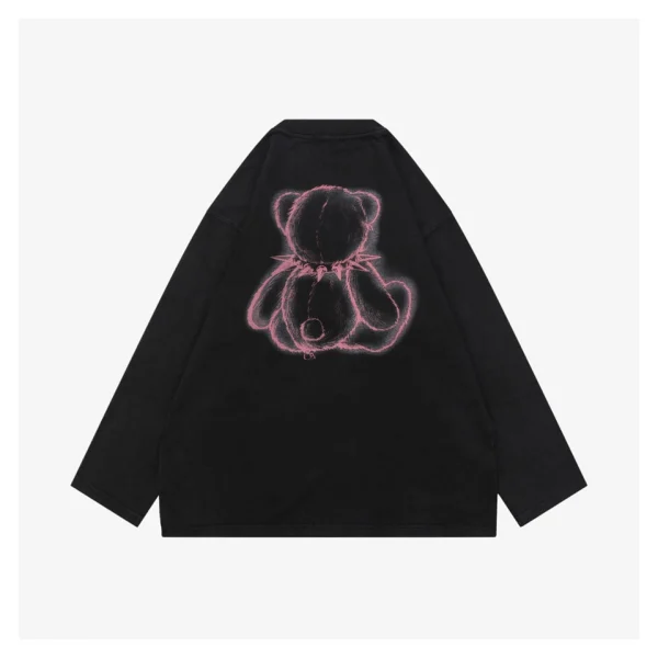 We11done Neon Outline Teddy Bear Washed Shirt Back view