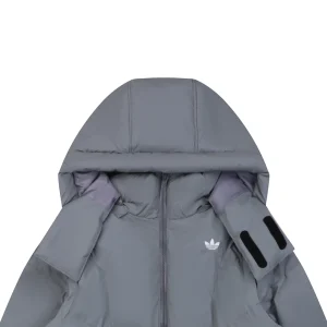Adidas Originals Trefoil Logo Hooded Down Jacket Grey
