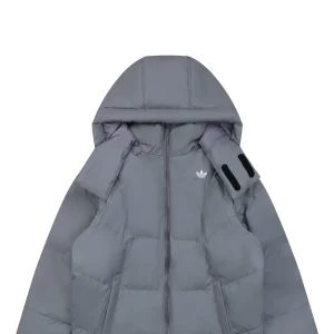 Adidas Originals Trefoil Logo Hooded Down Jacket Grey