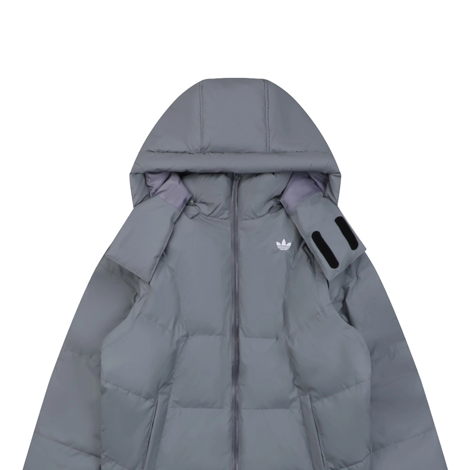 Adidas Originals Trefoil Logo Hooded Down Jacket Grey