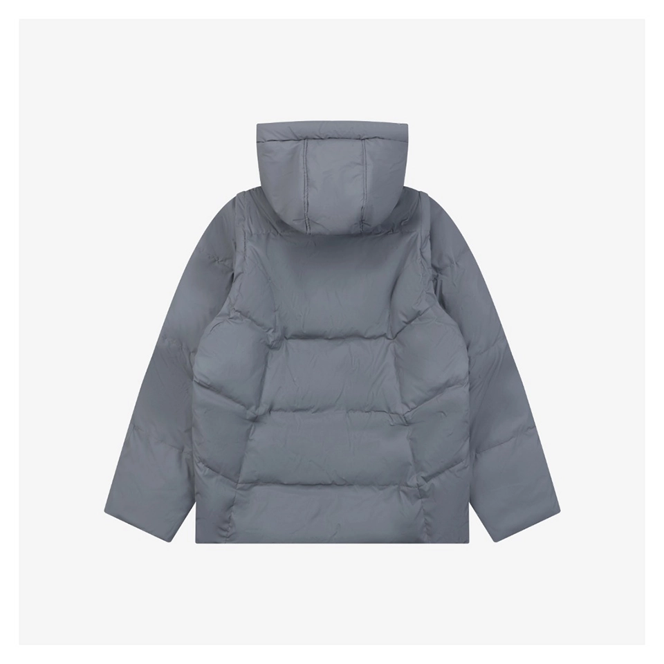 Adidas Originals Trefoil Logo Hooded Down Jacket Grey Back view