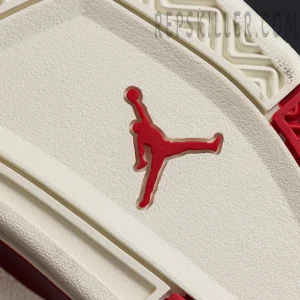 Air Jordan 4 Retro “Valentine’s Day” basketball shoes, outsole detail with red Jumpman logo