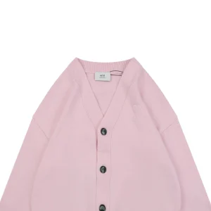 Ami De Cœur Embossed V-Neck Knit Cardigan