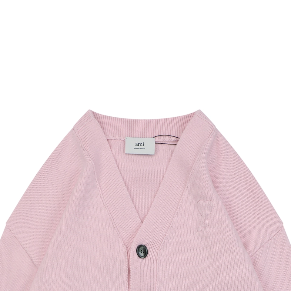 Ami De Cœur Embossed V-Neck Knit Cardigan