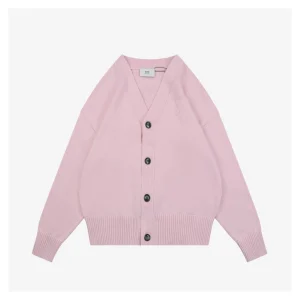 Ami De Cœur Embossed V-Neck Knit Cardigan Front view