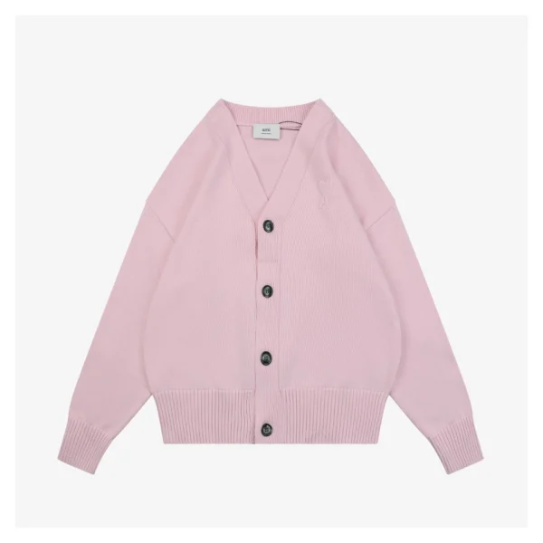 Ami De Cœur Embossed V-Neck Knit Cardigan Front view