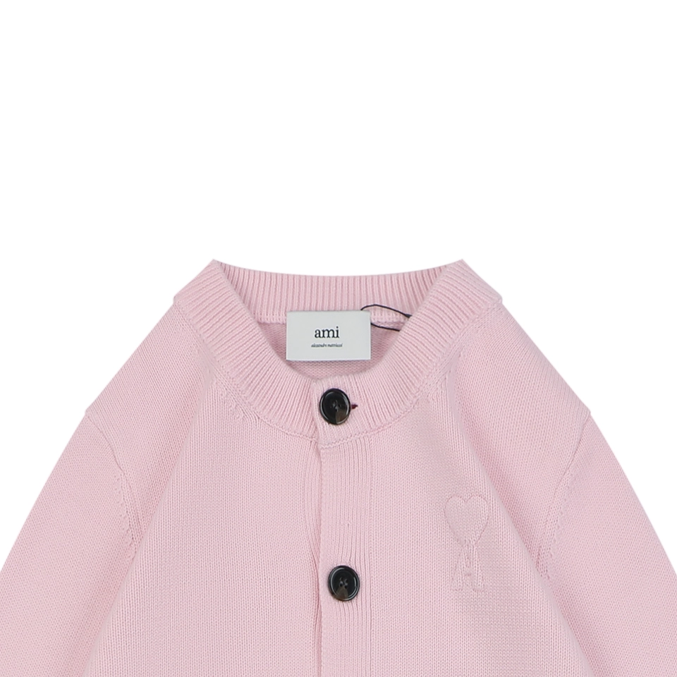 Ami Embossed Heart Knit Cardigan