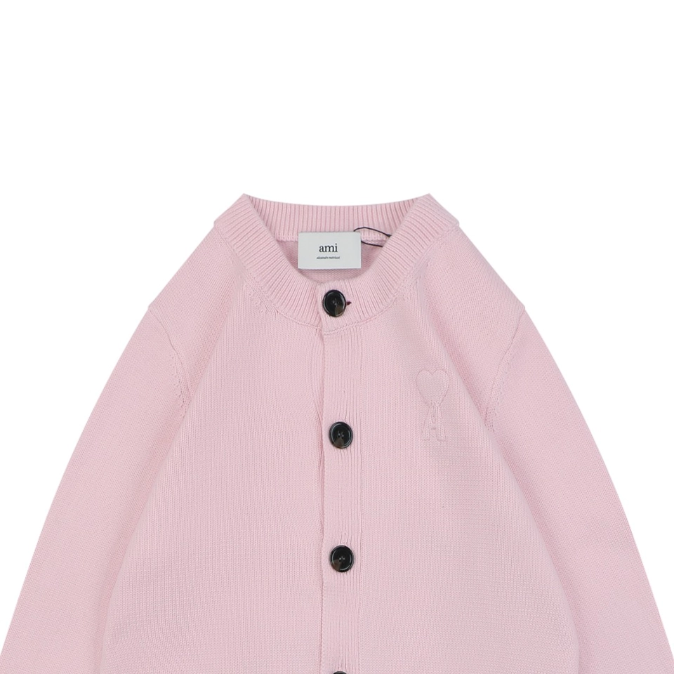 Ami Embossed Heart Knit Cardigan