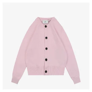 Ami Embossed Heart Knit Cardigan Front view