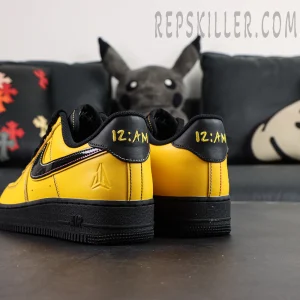 Ja Morant x Nike Air Force 1 Low Sundial sneakers, rear view with “12:AM” embroidered heel detail