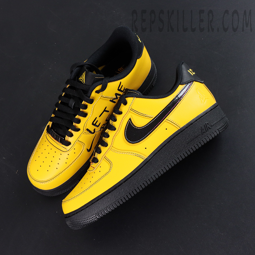 Ja Morant x Nike Air Force 1 Low Sundial sneakers, top-down view with yellow upper and black Swoosh