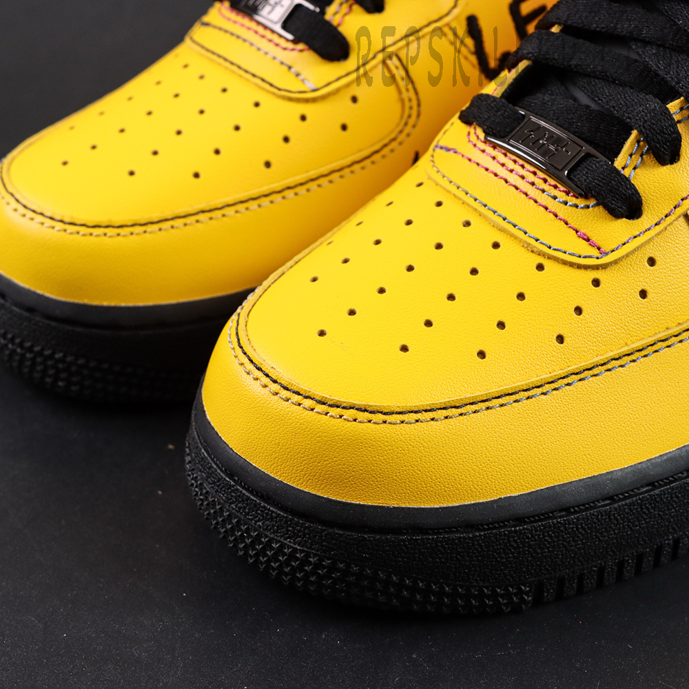 Ja Morant x Nike Air Force 1 Low Sundial sneakers, perforated leather toe box and stitching close-up