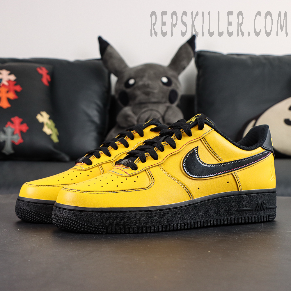 Ja Morant x Nike Air Force 1 Low Sundial sneakers, front side angle with bright yellow upper and black midsole