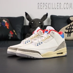 Air Jordan 3 Retro “Seoul 2.0” basketball shoes, front-side angle showing toe box and visible Air unit