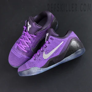 Nike Kobe 9 Elite Low Protro “Moonwalker” basketball shoes, top-down view highlighting Flyknit texture and lacing system