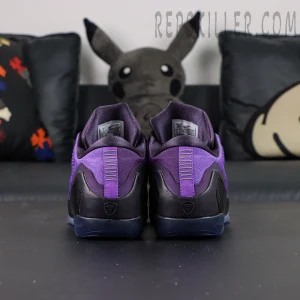 Nike Kobe 9 Elite Low Protro “Moonwalker” basketball shoes, straight rear view showing heel and midsole stability