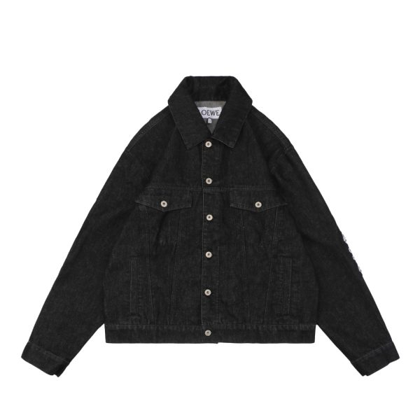 Loewe Anagram Embroidered Sleeve Denim Jacket Front view