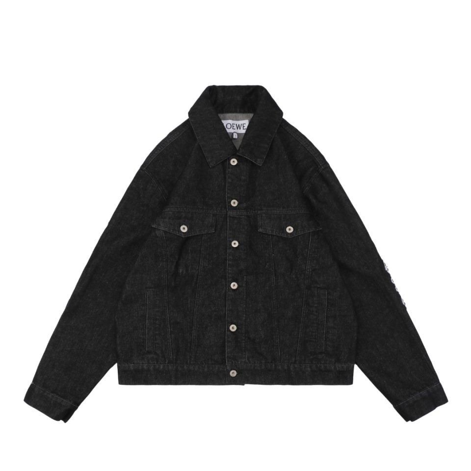 Loewe Anagram Embroidered Sleeve Denim Jacket Front view