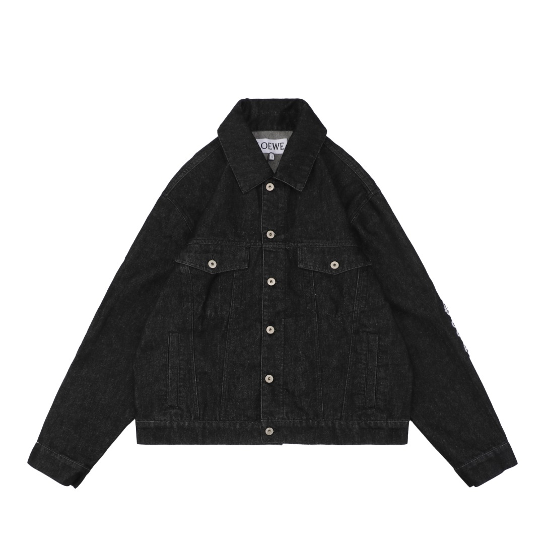Loewe Anagram Embroidered Sleeve Denim Jacket Front view
