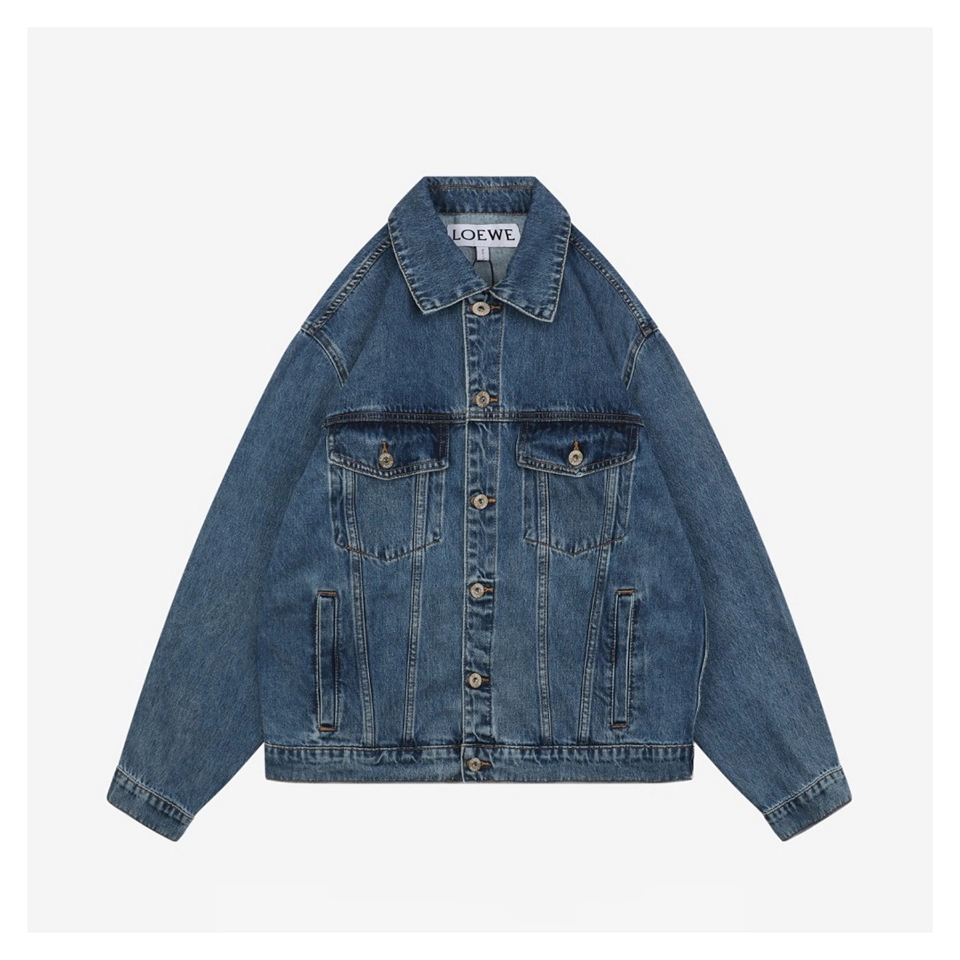 Loewe Anagram Sleeve Embroidered Denim Jacket Front view