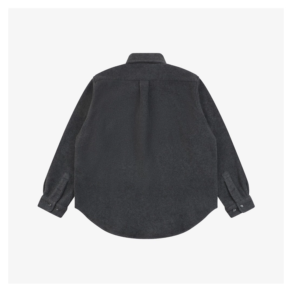 Miu Miu Logo Embroidered Suede-Finish Shirt Jacket Back view