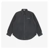 MM Logo Embroidered Suede-Finish Shirt Jacket