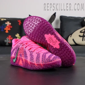 Nike Ja 3 “Price of Admission” basketball shoes, outsole-up view with purple traction pattern and logo