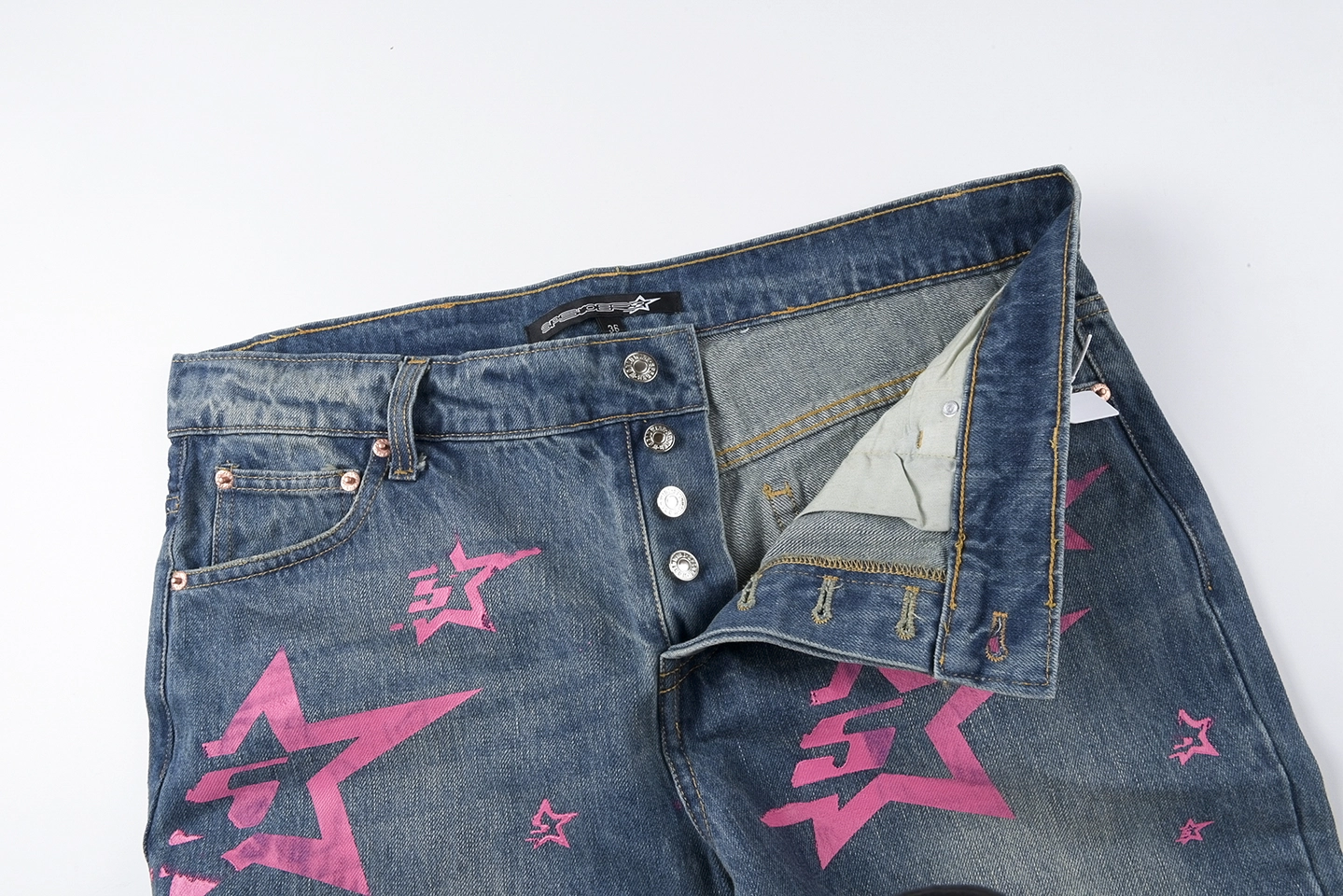 Sp5der All-Over Star Denim Jeans11