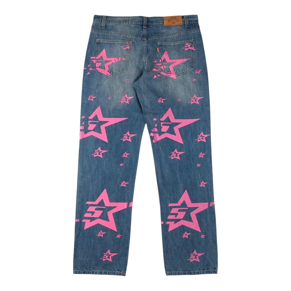 Sp5der All-Over Star Denim Jeans Back view