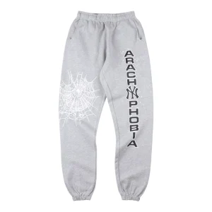 Sp5der Ashweb Grey Arachnophobia Graphic Sweatpants Front view