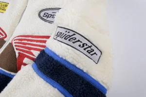 Sp5der Cream Navy Wing Racing Sherpa Jacket1