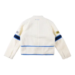 Sp5der Cream Navy Wing Racing Sherpa Jacket Back view