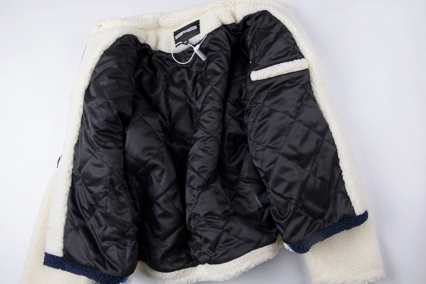 Sp5der Cream Navy Wing Racing Sherpa Jacket2