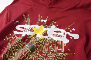 Sp5der Crimson Gold Web Graphic Hoodie17
