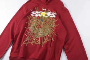 Sp5der Crimson Gold Web Graphic Hoodie18