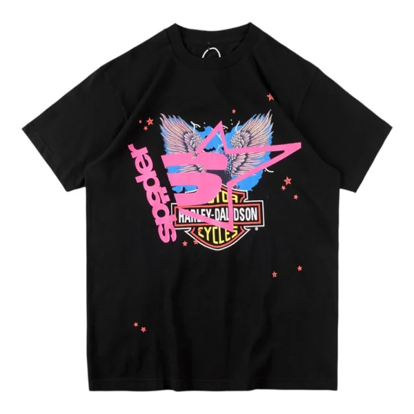 Sp5der Harley Flame Star Graphic T-Shirt Front view