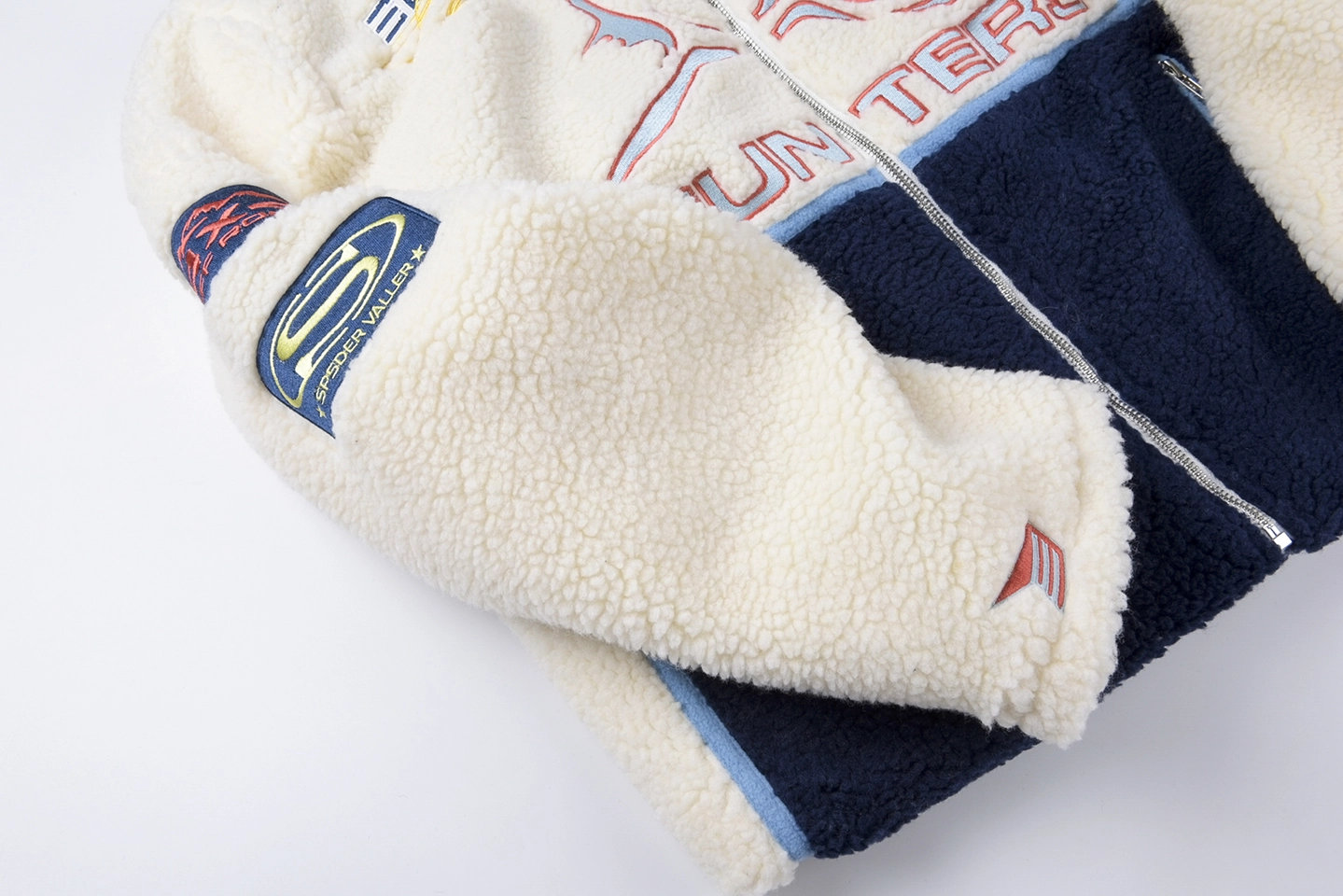 Sp5der Ivory Navy Hunter Sherpa Jacket2