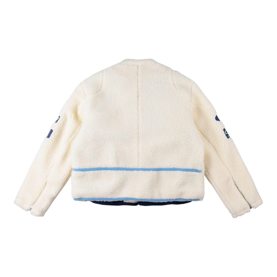 Sp5der Ivory Navy Hunter Sherpa Jacket Back view
