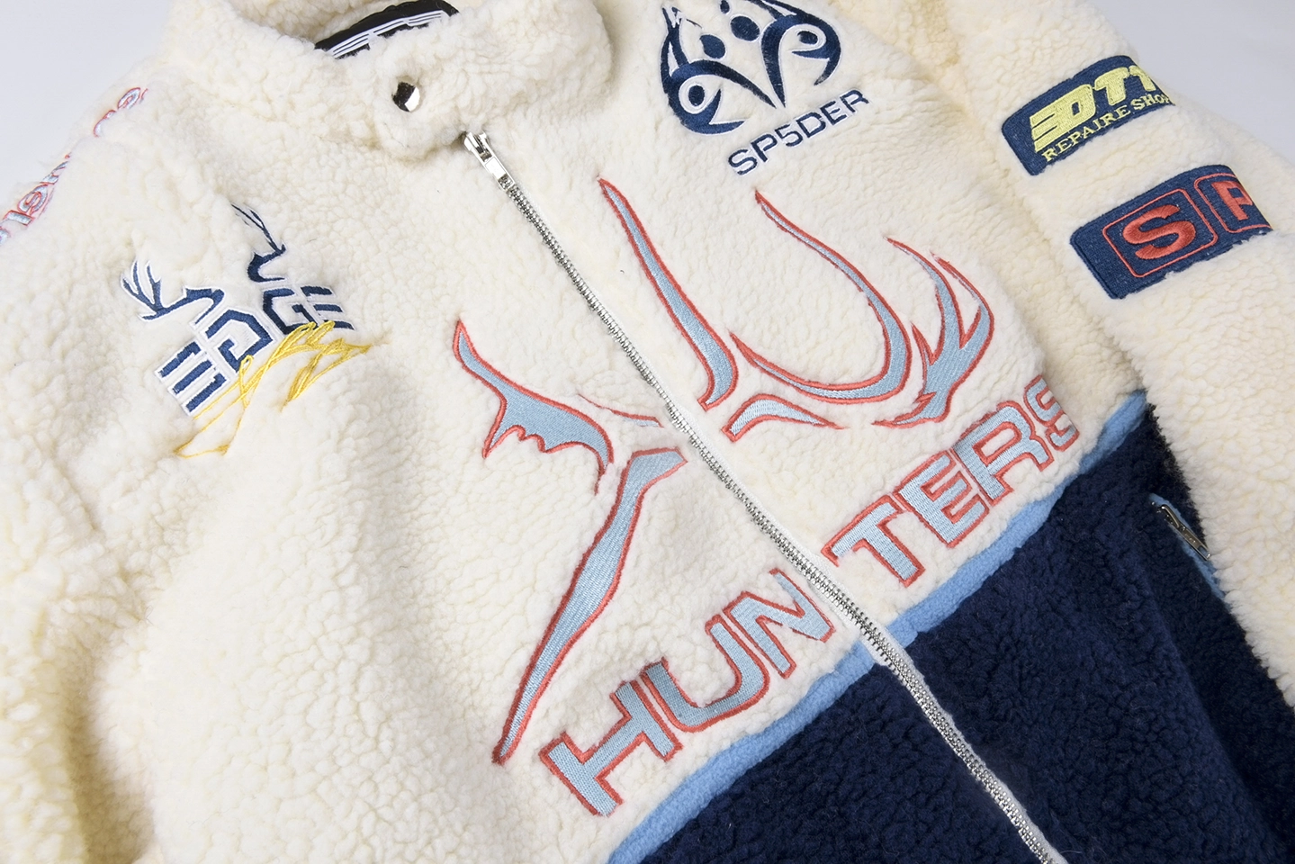 Sp5der Ivory Navy Hunter Sherpa Jacket8