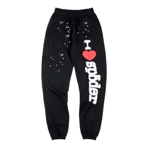 Sp5der Midnight Heart Script Graphic Sweatpants Front view