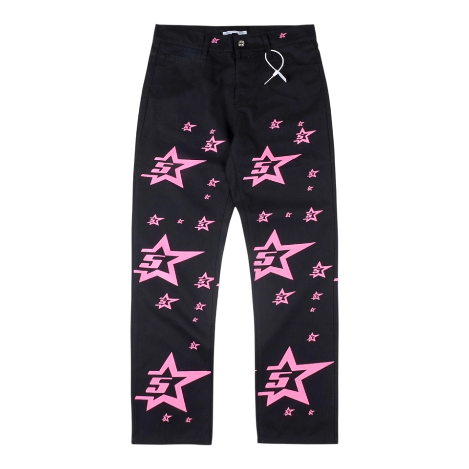 Sp5der Midnight Pinkstar Allover Graphic Pants Front view