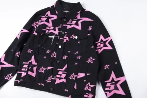 Sp5der Midnight Pinkstar Allover Trucker Jacket4