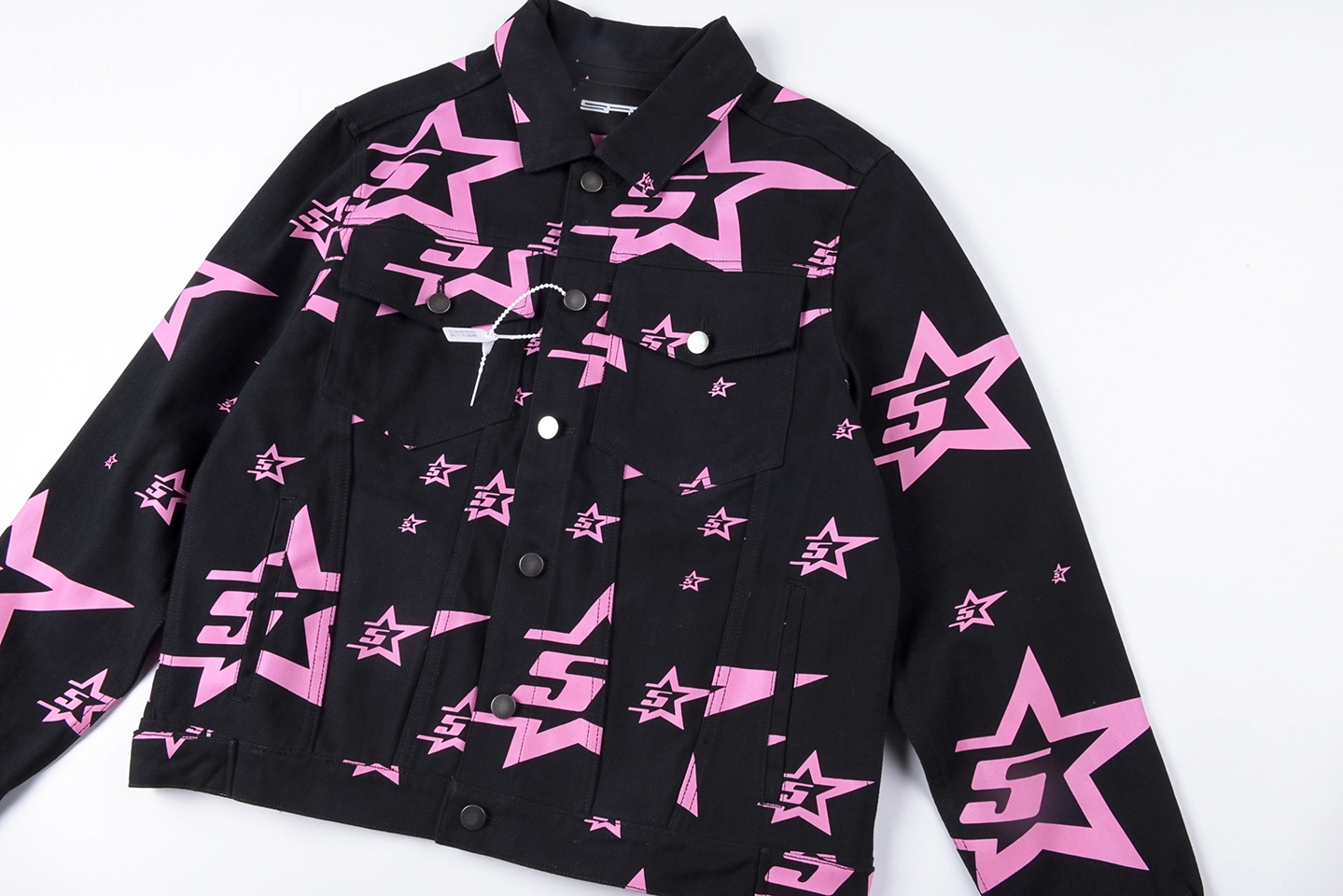 Sp5der Midnight Pinkstar Allover Trucker Jacket4