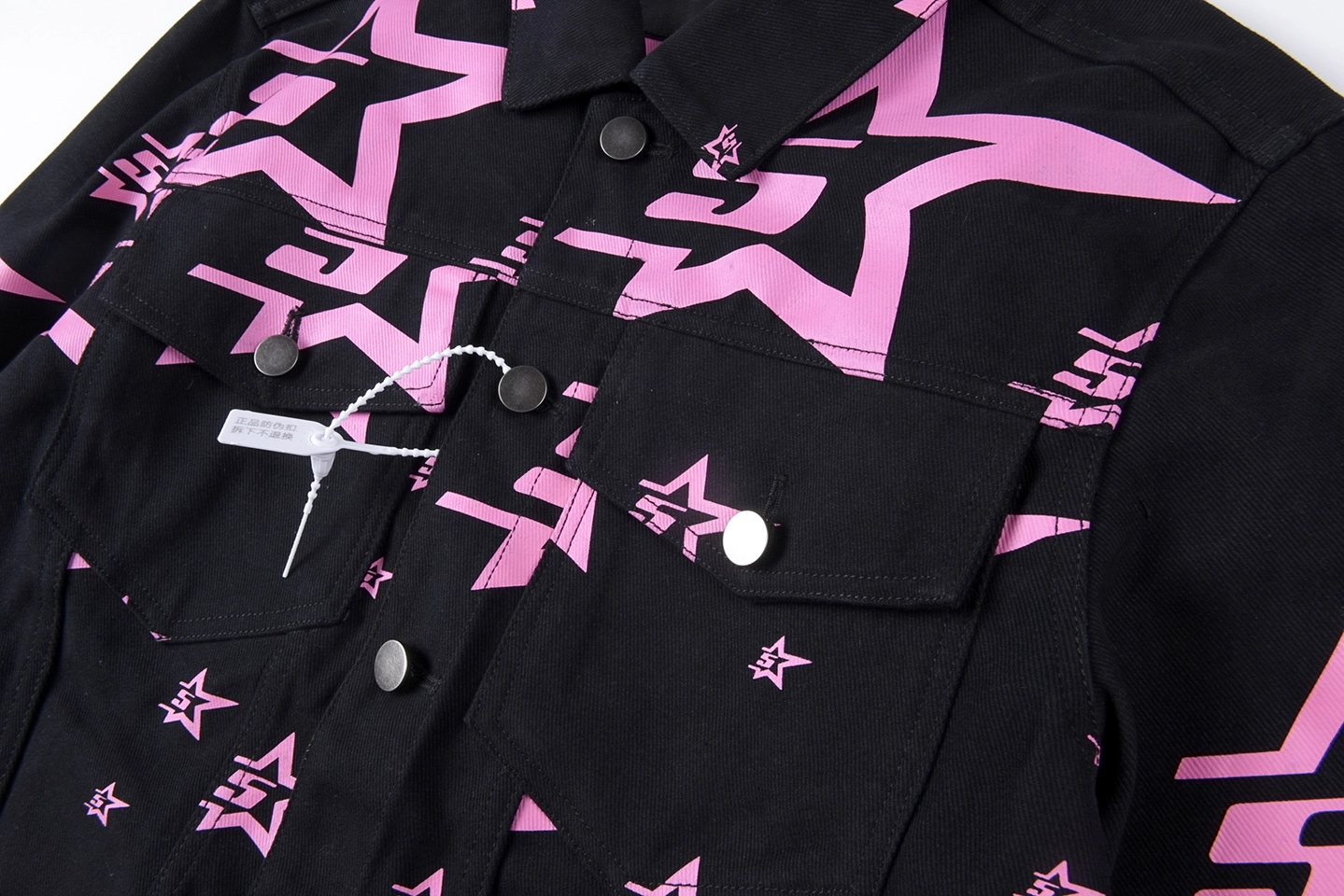 Sp5der Midnight Pinkstar Allover Trucker Jacket7