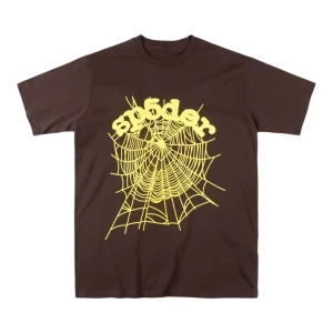 Sp5der Mocha Goldweb Graphic T-shirt Front view