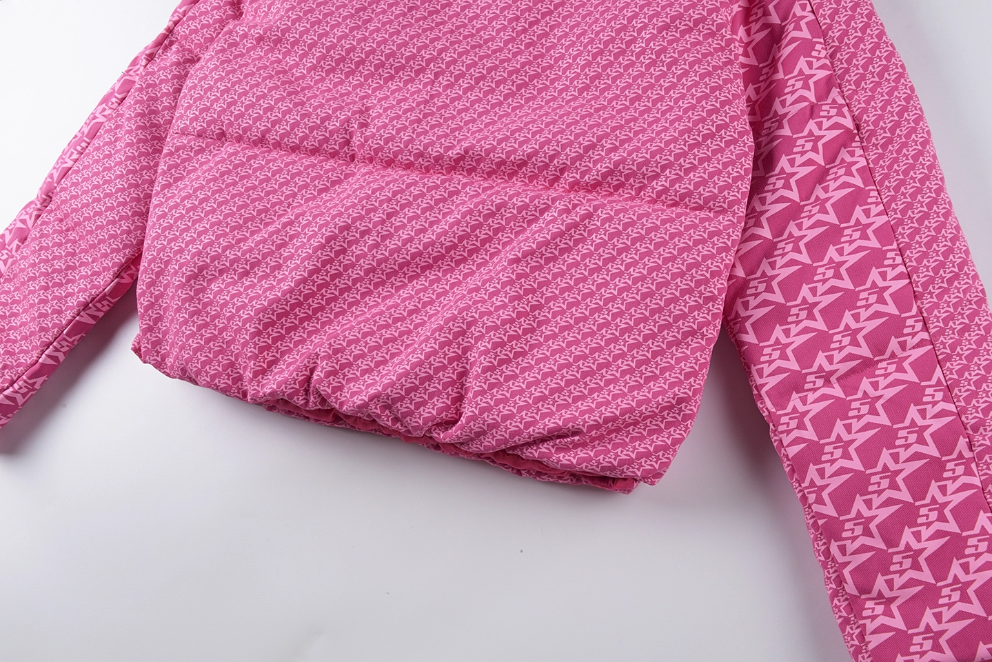 Sp5der Pink Monogram Puffer Jacket10