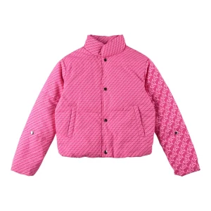 Sp5der Pink Monogram Puffer Jacket Front view