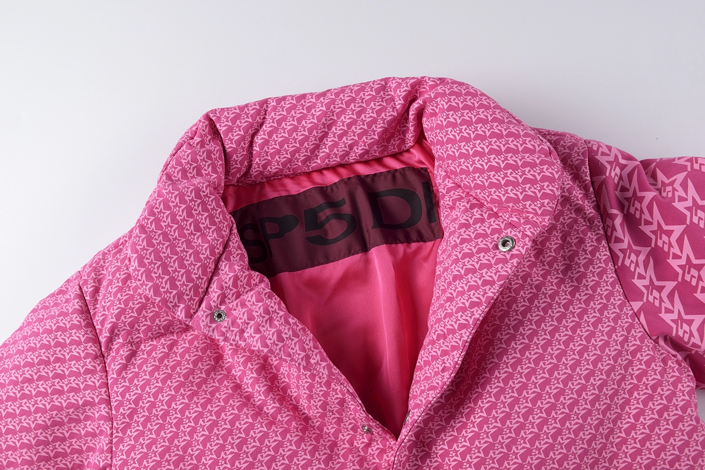 Sp5der Pink Monogram Puffer Jacket12